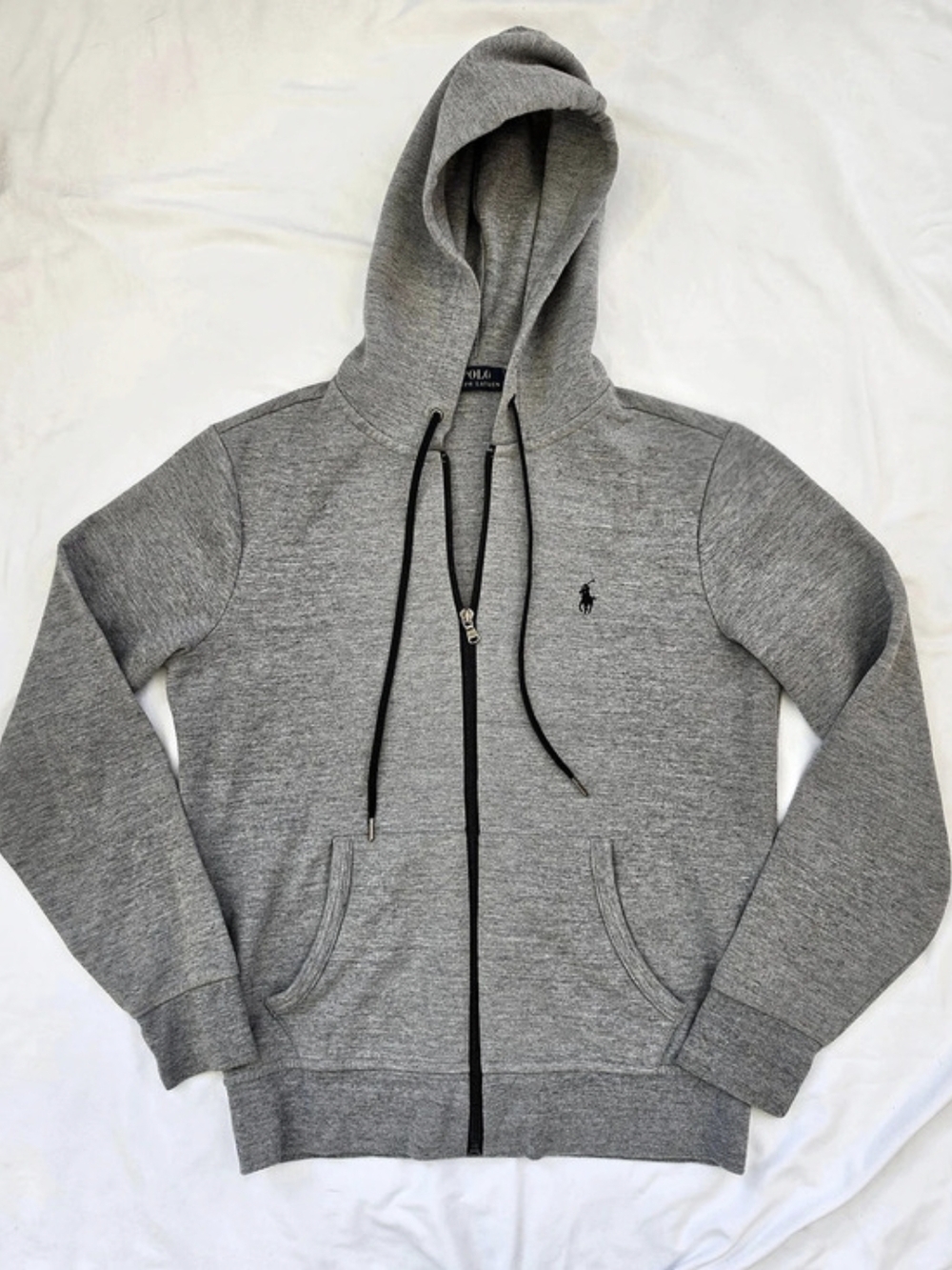 Polo Ralph Lauren Women’s Small Gray Full Zip Hoodie Black Pony Logo